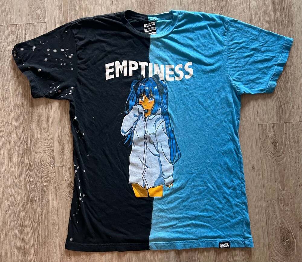 Broken Promises Emptiness Anime Graphic Split-Color T-Shirt